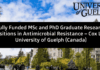 Fully Funded MSc and PhD Graduate Research Positions in Antimicrobial Resistance – Cox Lab, University of Guelph (Canada) Graduate Research Positions in Antimicrobial Resistance